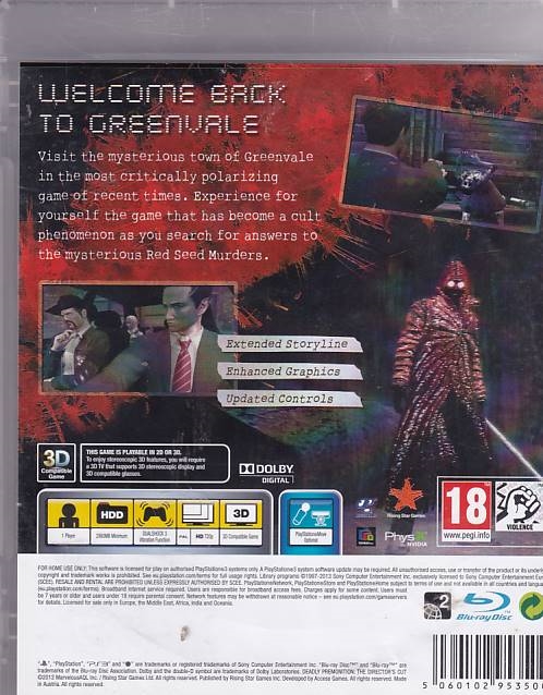Deadly Premonition The Directors Cut - PS3 (B Grade) (Genbrug)